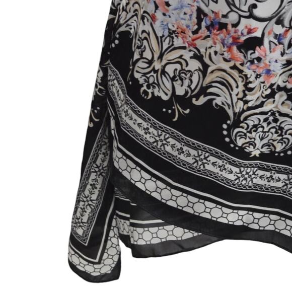 Whbm Floral Asymmetrical Hem Tunic Length Shirt Size 10 Medium - Picture 5 of 11